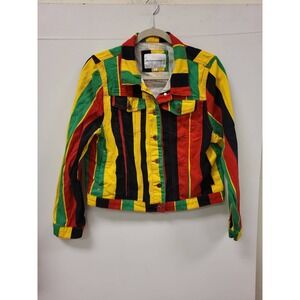 The Style Between Us Jacket Size‎ L Striped Cotton Colorful Denim Jean